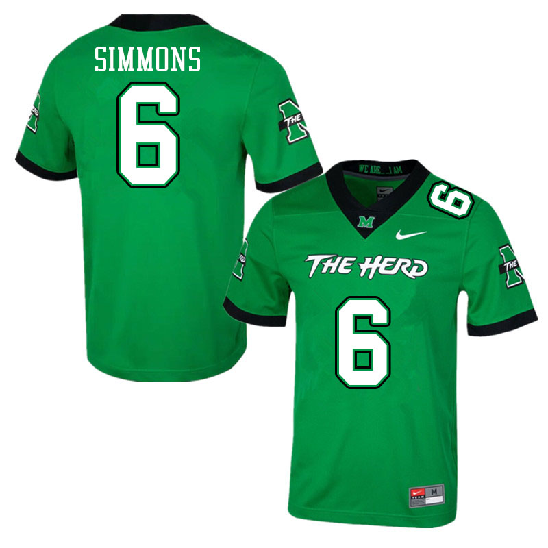 Men #6 Darryle Simmons Marshall Thundering Herd College Football Jerseys Stitched Sale-Green - Click Image to Close